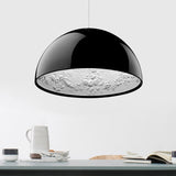 Dome Shade Pendant Light with Pattern Inside Metal Nordic 1 Light Black/White/Brown Hanging Ceiling Light for Dining Room, 16"/23.5"/35.5" Wide Black Clearhalo 'Art Deco Pendants' 'Black' 'Cast Iron' 'Ceiling Lights' 'Ceramic' 'Crystal' 'Industrial Pendants' 'Industrial' 'Metal' 'Middle Century Pendants' 'Pendant Lights' 'Pendants' 'Rustic Pendants' 'Tiffany' Lighting' 597365