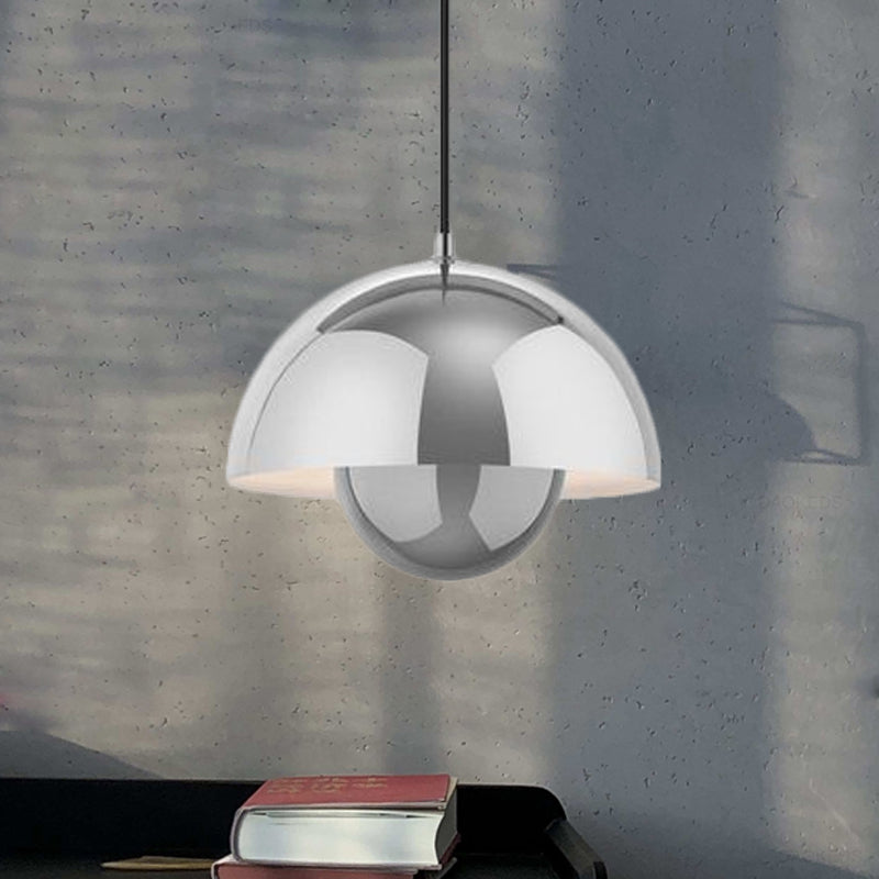 Silver/Red/Yellow Metal Pendant Lighting with Dome Shade Nordic Hanging Ceiling Light for Dining Room Silver Clearhalo 'Ceiling Lights' 'Modern Pendants' 'Modern' 'Pendant Lights' 'Pendants' Lighting' 597369