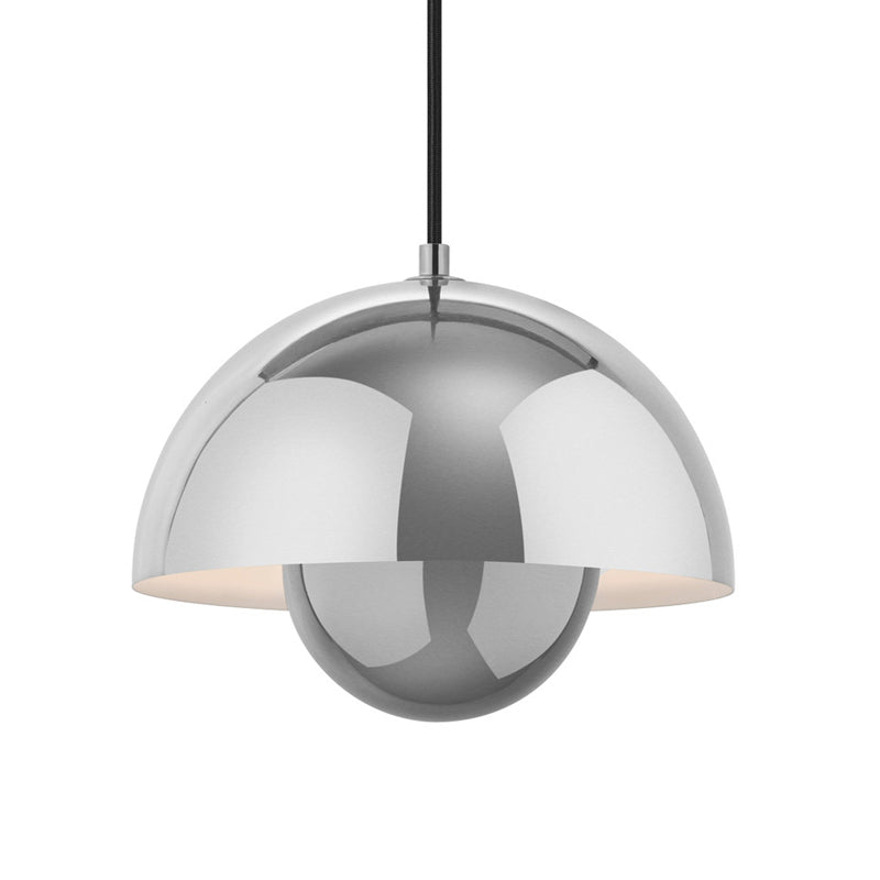 Silver/Red/Yellow Metal Pendant Lighting with Dome Shade Nordic Hanging Ceiling Light for Dining Room Clearhalo 'Ceiling Lights' 'Modern Pendants' 'Modern' 'Pendant Lights' 'Pendants' Lighting' 597371