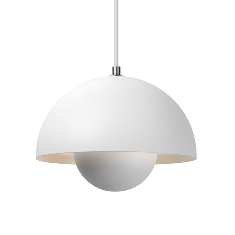 Silver/Red/Yellow Metal Pendant Lighting with Dome Shade Nordic Hanging Ceiling Light for Dining Room Clearhalo 'Ceiling Lights' 'Modern Pendants' 'Modern' 'Pendant Lights' 'Pendants' Lighting' 597377