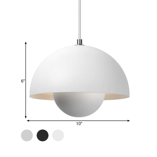 Silver/Red/Yellow Metal Pendant Lighting with Dome Shade Nordic Hanging Ceiling Light for Dining Room Clearhalo 'Ceiling Lights' 'Modern Pendants' 'Modern' 'Pendant Lights' 'Pendants' Lighting' 597378