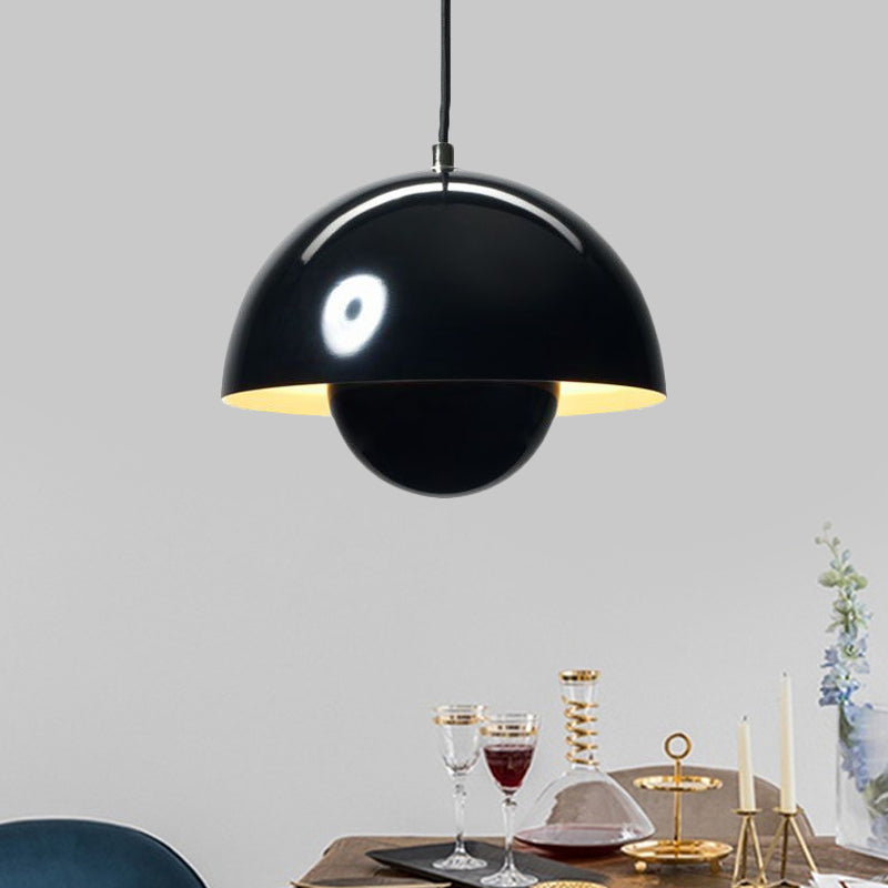 Silver/Red/Yellow Metal Pendant Lighting with Dome Shade Nordic Hanging Ceiling Light for Dining Room Clearhalo 'Ceiling Lights' 'Modern Pendants' 'Modern' 'Pendant Lights' 'Pendants' Lighting' 597380