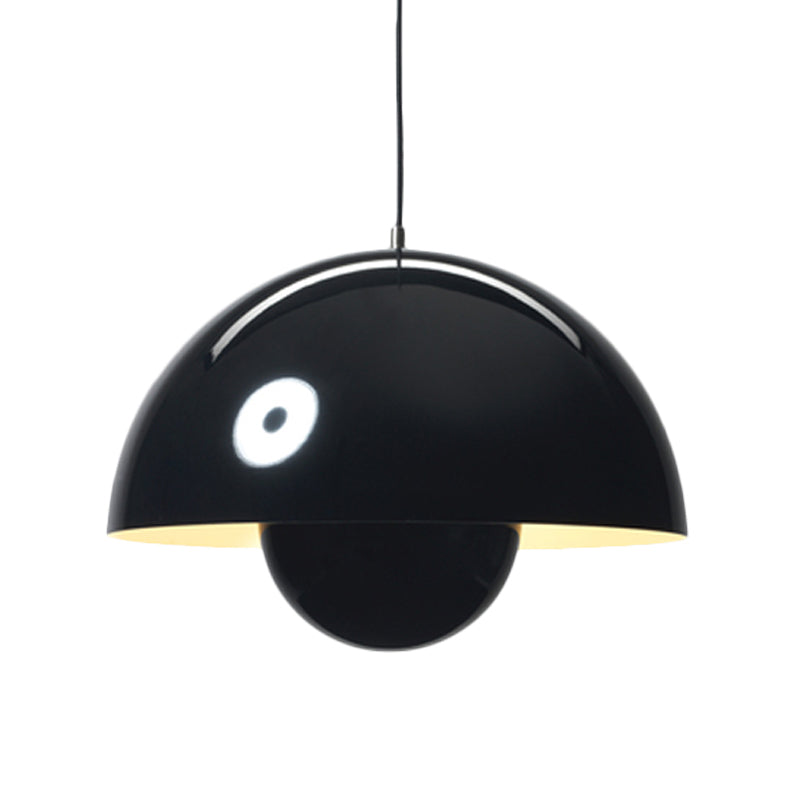 Silver/Red/Yellow Metal Pendant Lighting with Dome Shade Nordic Hanging Ceiling Light for Dining Room Clearhalo 'Ceiling Lights' 'Modern Pendants' 'Modern' 'Pendant Lights' 'Pendants' Lighting' 597381