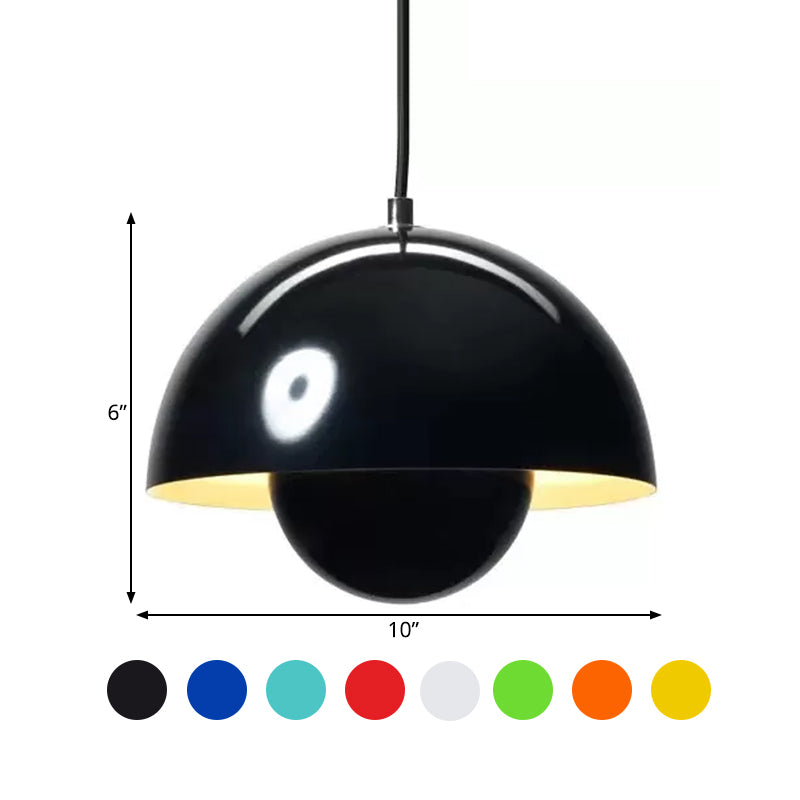 Silver/Red/Yellow Metal Pendant Lighting with Dome Shade Nordic Hanging Ceiling Light for Dining Room Clearhalo 'Ceiling Lights' 'Modern Pendants' 'Modern' 'Pendant Lights' 'Pendants' Lighting' 597382