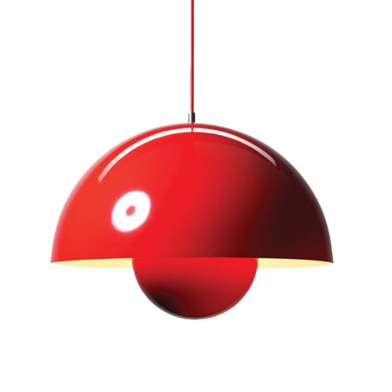 Silver/Red/Yellow Metal Pendant Lighting with Dome Shade Nordic Hanging Ceiling Light for Dining Room Clearhalo 'Ceiling Lights' 'Modern Pendants' 'Modern' 'Pendant Lights' 'Pendants' Lighting' 597391