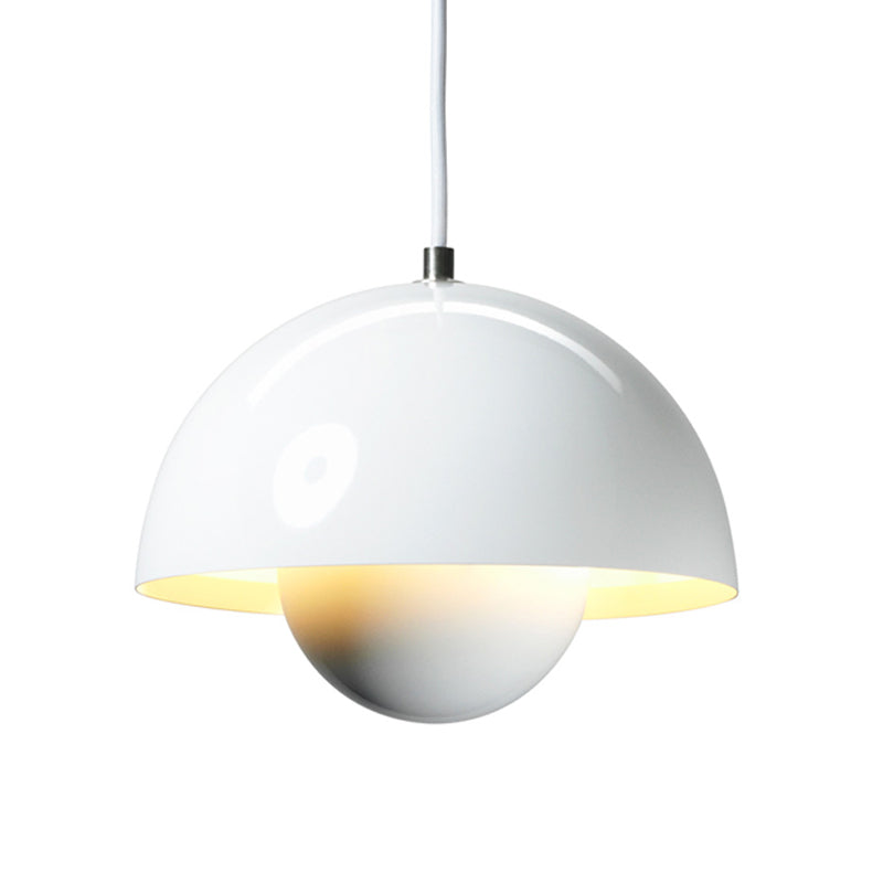 Silver/Red/Yellow Metal Pendant Lighting with Dome Shade Nordic Hanging Ceiling Light for Dining Room Clearhalo 'Ceiling Lights' 'Modern Pendants' 'Modern' 'Pendant Lights' 'Pendants' Lighting' 597394