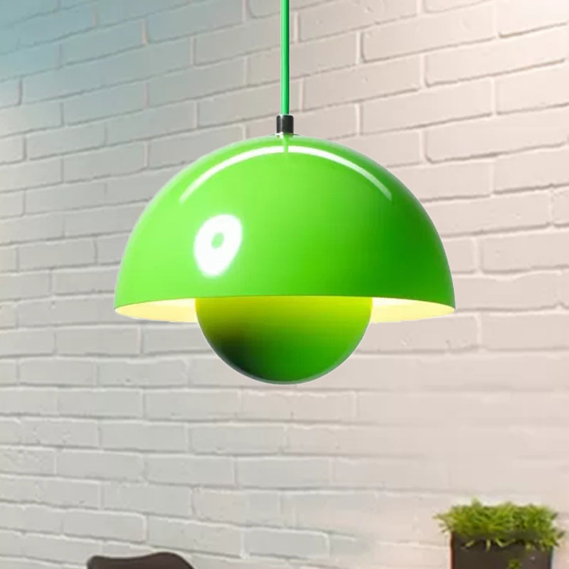 Silver/Red/Yellow Metal Pendant Lighting with Dome Shade Nordic Hanging Ceiling Light for Dining Room Green Clearhalo 'Ceiling Lights' 'Modern Pendants' 'Modern' 'Pendant Lights' 'Pendants' Lighting' 597395