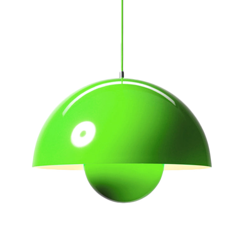 Silver/Red/Yellow Metal Pendant Lighting with Dome Shade Nordic Hanging Ceiling Light for Dining Room Clearhalo 'Ceiling Lights' 'Modern Pendants' 'Modern' 'Pendant Lights' 'Pendants' Lighting' 597397