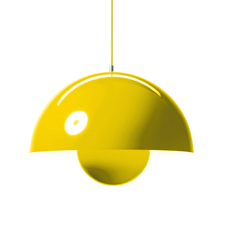 Silver/Red/Yellow Metal Pendant Lighting with Dome Shade Nordic Hanging Ceiling Light for Dining Room Clearhalo 'Ceiling Lights' 'Modern Pendants' 'Modern' 'Pendant Lights' 'Pendants' Lighting' 597403