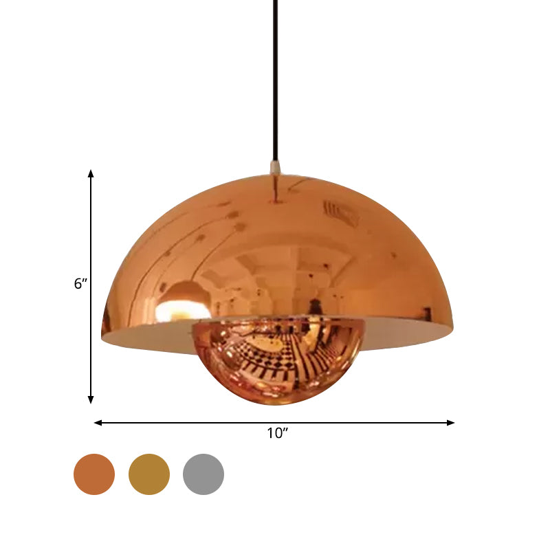Silver/Red/Yellow Metal Pendant Lighting with Dome Shade Nordic Hanging Ceiling Light for Dining Room Clearhalo 'Ceiling Lights' 'Modern Pendants' 'Modern' 'Pendant Lights' 'Pendants' Lighting' 597407