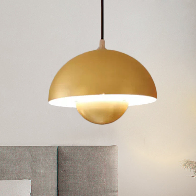 Silver/Red/Yellow Metal Pendant Lighting with Dome Shade Nordic Hanging Ceiling Light for Dining Room Bronze Clearhalo 'Ceiling Lights' 'Modern Pendants' 'Modern' 'Pendant Lights' 'Pendants' Lighting' 597408