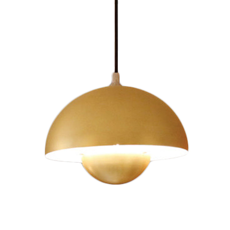 Silver/Red/Yellow Metal Pendant Lighting with Dome Shade Nordic Hanging Ceiling Light for Dining Room Clearhalo 'Ceiling Lights' 'Modern Pendants' 'Modern' 'Pendant Lights' 'Pendants' Lighting' 597410