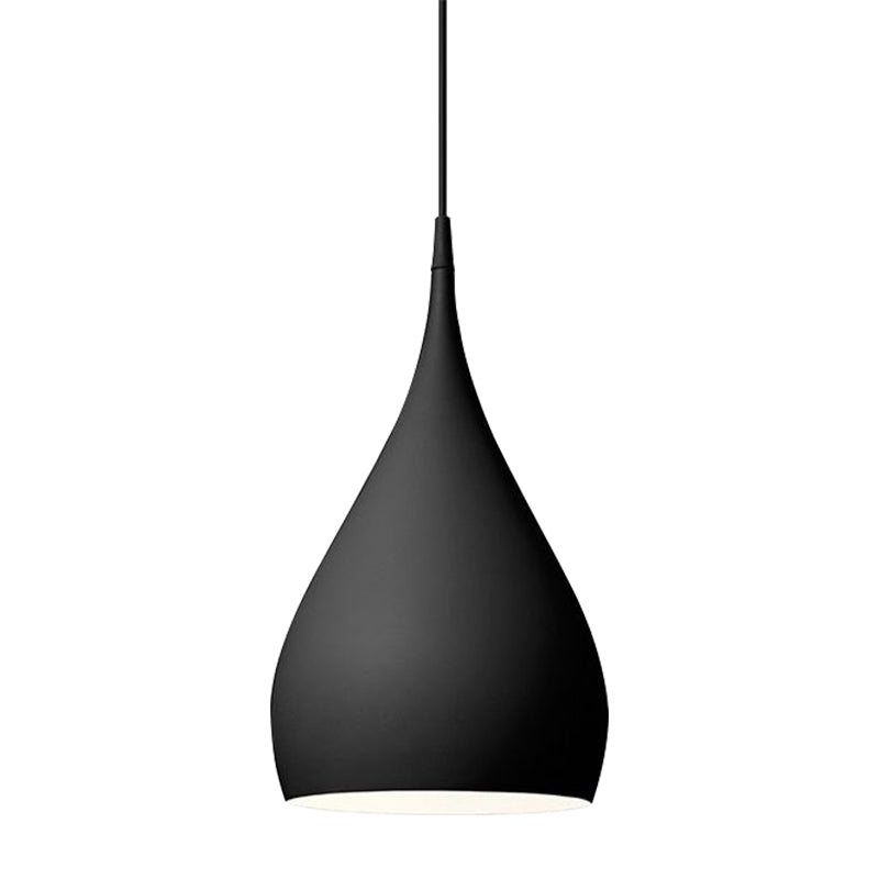6.5"/10" Wide Teardrop Pendant Lighting Modern Metal 1 Light Black/White/Red Hanging Light Clearhalo 'Ceiling Lights' 'Modern Pendants' 'Modern' 'Pendant Lights' 'Pendants' Lighting' 597646