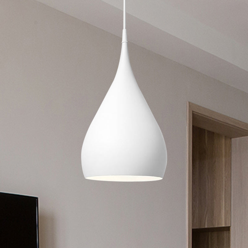 6.5"/10" Wide Teardrop Pendant Lighting Modern Metal 1 Light Black/White/Red Hanging Light Clearhalo 'Ceiling Lights' 'Modern Pendants' 'Modern' 'Pendant Lights' 'Pendants' Lighting' 597650