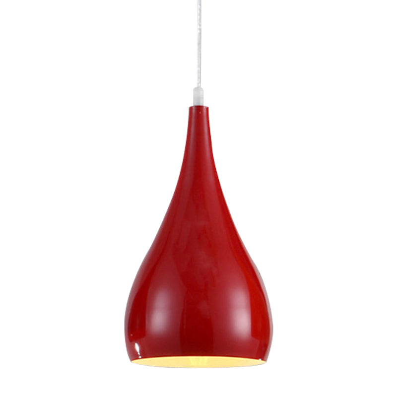 6.5"/10" Wide Teardrop Pendant Lighting Modern Metal 1 Light Black/White/Red Hanging Light Clearhalo 'Ceiling Lights' 'Modern Pendants' 'Modern' 'Pendant Lights' 'Pendants' Lighting' 597656
