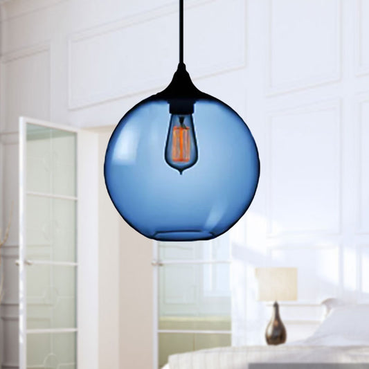 Globe Ceiling Pendant Light Simplicity Glass 1 Light Red/Brown/Clear Hanging Ceiling Light Clearhalo 'Ceiling Lights' 'Chandeliers' 'Glass shade' 'Glass' 'Modern Pendants' 'Modern' 'Pendant Lights' 'Pendants' Lighting' 597663