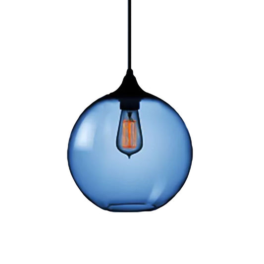 Globe Ceiling Pendant Light Simplicity Glass 1 Light Red/Brown/Clear Hanging Ceiling Light Clearhalo 'Ceiling Lights' 'Chandeliers' 'Glass shade' 'Glass' 'Modern Pendants' 'Modern' 'Pendant Lights' 'Pendants' Lighting' 597664