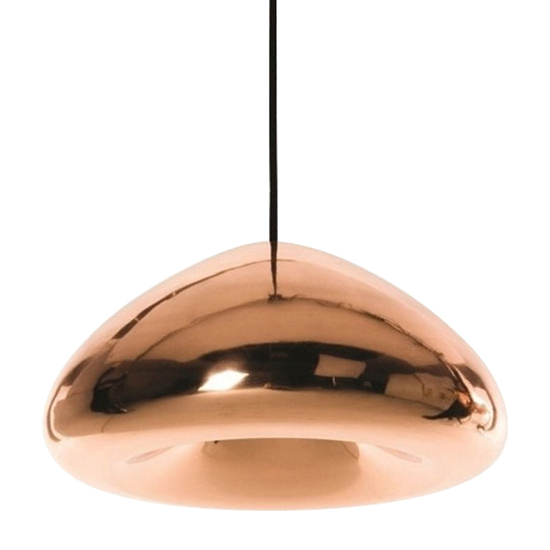 7"/12"W Recessed Shape Pendant Lighting Post-Modern Glass 1 Light Sliver/Gold/Rose Gold Hanging Light Clearhalo 'Ceiling Lights' 'Glass shade' 'Glass' 'Modern Pendants' 'Modern' 'Pendant Lights' 'Pendants' Lighting' 597693