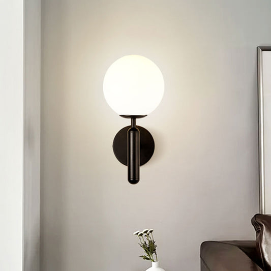 1 Light Clear Textured Glass Wall Sconce Light Modern Black Globe Bedroom Lighting Fixture Clearhalo 'Cast Iron' 'Glass' 'Industrial wall lights' 'Industrial' 'Middle century wall lights' 'Modern' 'Tiffany' 'Traditional wall lights' 'Wall Lamps & Sconces' 'Wall Lights' Lighting' 598100