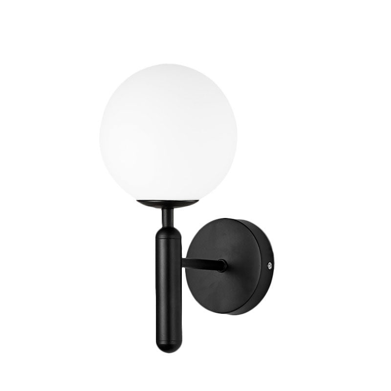 1 Light Clear Textured Glass Wall Sconce Light Modern Black Globe Bedroom Lighting Fixture Clearhalo 'Cast Iron' 'Glass' 'Industrial wall lights' 'Industrial' 'Middle century wall lights' 'Modern' 'Tiffany' 'Traditional wall lights' 'Wall Lamps & Sconces' 'Wall Lights' Lighting' 598101