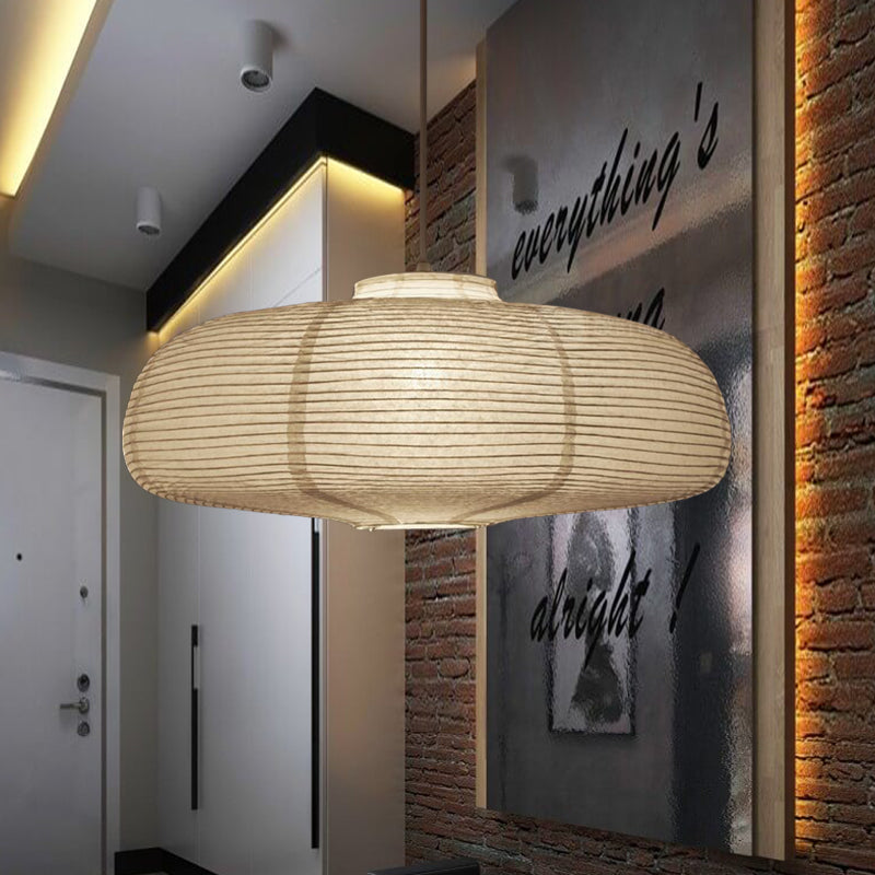 8.5"/11.5"/16.5" Wide Lantern Suspension Pendant Traditional Paper White 1 Light Hanging Pendant Lamp Clearhalo 'Ceiling Lights' 'Modern Pendants' 'Modern' 'Pendant Lights' 'Pendants' Lighting' 598129