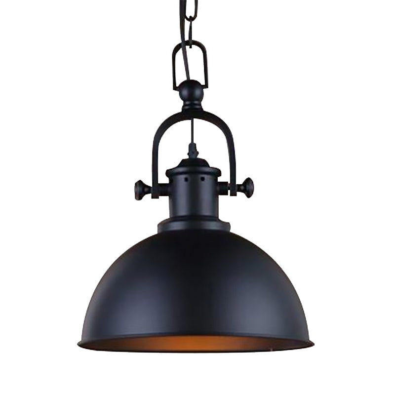 Vintage Style Dome Pendant Light 1 Bulb Metal Hanging Lamp in Black/White for Dining Room Clearhalo 'Art Deco Pendants' 'Black' 'Cast Iron' 'Ceiling Lights' 'Ceramic' 'Crystal' 'Industrial Pendants' 'Industrial' 'Metal' 'Middle Century Pendants' 'Pendant Lights' 'Pendants' 'Rustic Pendants' 'Tiffany' Lighting' 598246