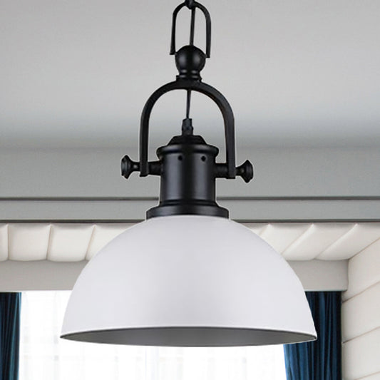 Vintage Style Dome Pendant Light 1 Bulb Metal Hanging Lamp in Black/White for Dining Room White Clearhalo 'Art Deco Pendants' 'Black' 'Cast Iron' 'Ceiling Lights' 'Ceramic' 'Crystal' 'Industrial Pendants' 'Industrial' 'Metal' 'Middle Century Pendants' 'Pendant Lights' 'Pendants' 'Rustic Pendants' 'Tiffany' Lighting' 598248