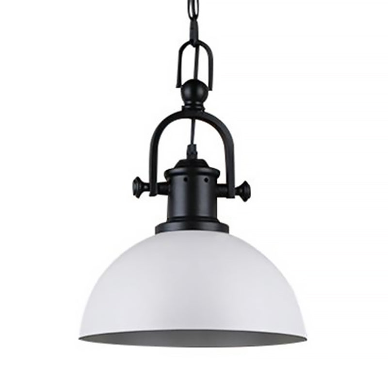 Vintage Style Dome Pendant Light 1 Bulb Metal Hanging Lamp in Black/White for Dining Room Clearhalo 'Art Deco Pendants' 'Black' 'Cast Iron' 'Ceiling Lights' 'Ceramic' 'Crystal' 'Industrial Pendants' 'Industrial' 'Metal' 'Middle Century Pendants' 'Pendant Lights' 'Pendants' 'Rustic Pendants' 'Tiffany' Lighting' 598251