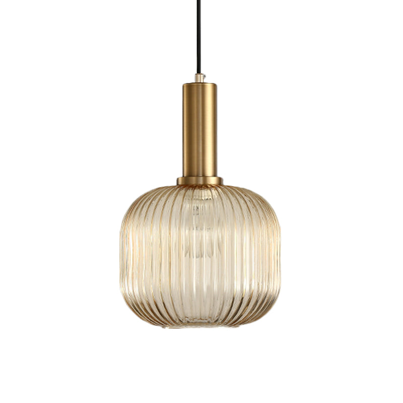 Black/Gold Cylinder/Oval/Capsule Pendant Lamp Modernist 1 Light Grey/Green/Amber Ribbed Glass Ceiling Light Fixture for Kitchen Clearhalo 'Ceiling Lights' 'Glass shade' 'Glass' 'Modern Pendants' 'Modern' 'Pendant Lights' 'Pendants' Lighting' 598326