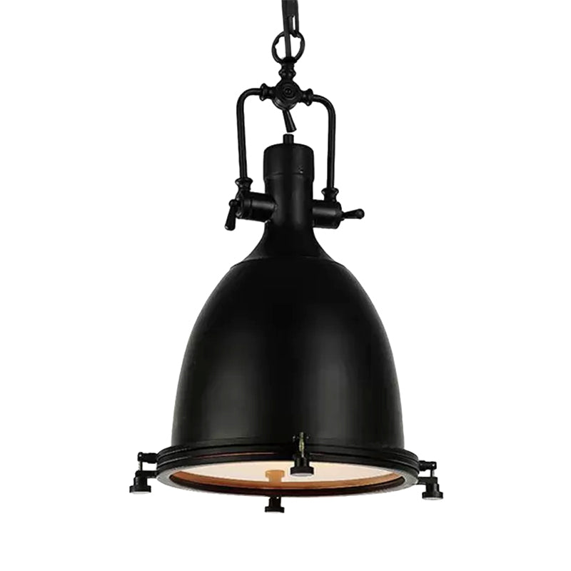 Industrial Domed Pendant Lamp 1 Light Metal Ceiling Light Fixture in Black/Silver/Rust with Hanging Chain for Bar Clearhalo 'Art Deco Pendants' 'Black' 'Cast Iron' 'Ceiling Lights' 'Ceramic' 'Crystal' 'Industrial Pendants' 'Industrial' 'Metal' 'Middle Century Pendants' 'Pendant Lights' 'Pendants' 'Rustic Pendants' 'Tiffany' Lighting' 598415