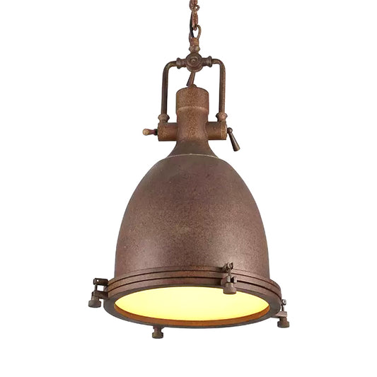Industrial Domed Pendant Lamp 1 Light Metal Ceiling Light Fixture in Black/Silver/Rust with Hanging Chain for Bar Clearhalo 'Art Deco Pendants' 'Black' 'Cast Iron' 'Ceiling Lights' 'Ceramic' 'Crystal' 'Industrial Pendants' 'Industrial' 'Metal' 'Middle Century Pendants' 'Pendant Lights' 'Pendants' 'Rustic Pendants' 'Tiffany' Lighting' 598419