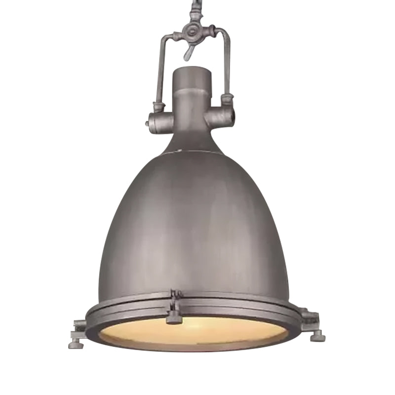 Industrial Domed Pendant Lamp 1 Light Metal Ceiling Light Fixture in Black/Silver/Rust with Hanging Chain for Bar Clearhalo 'Art Deco Pendants' 'Black' 'Cast Iron' 'Ceiling Lights' 'Ceramic' 'Crystal' 'Industrial Pendants' 'Industrial' 'Metal' 'Middle Century Pendants' 'Pendant Lights' 'Pendants' 'Rustic Pendants' 'Tiffany' Lighting' 598422