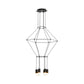 Black 3D Square Pendant Light Nordic Style 4/6 Lights Glass Hanging Ceiling Light with Metal Frame Clearhalo 'Ceiling Lights' 'Modern Pendants' 'Modern' 'Pendant Lights' 'Pendants' Lighting' 598446