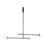 Black Linear Chandelier Light Modern Style 4 Heads Metal Pendant Lamp with Ball Glass Shade for Dining Room Clearhalo 'Ceiling Lights' 'Chandeliers' 'Modern Chandeliers' 'Modern' Lighting' 598456
