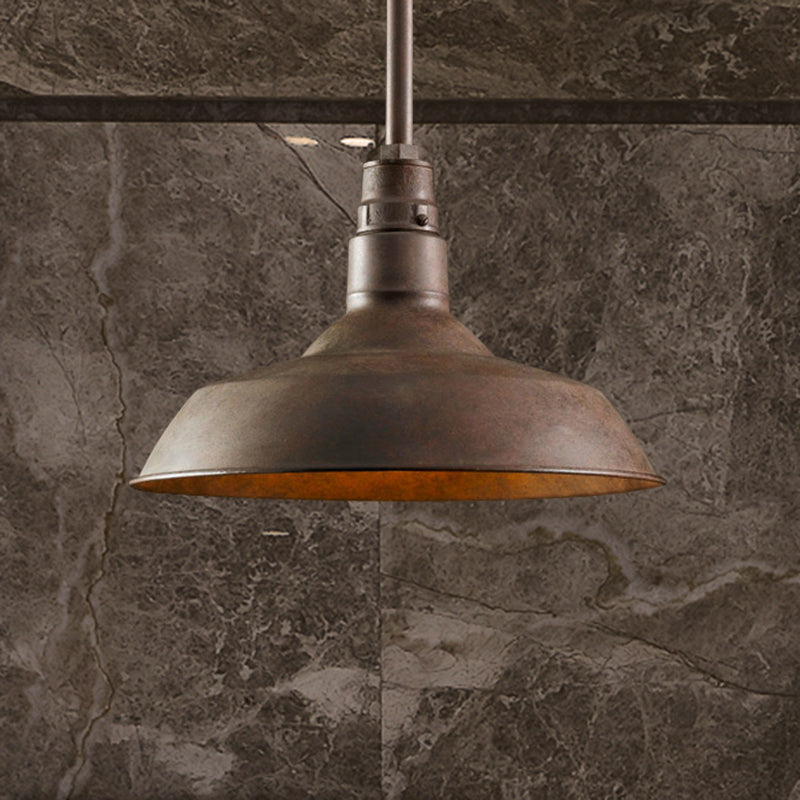 1 Light Ceiling Pendant Retro Style Barn Shade Metal Hanging Pendant Lighting in Black/White/Rust for Living Room Clearhalo 'Art Deco Pendants' 'Black' 'Cast Iron' 'Ceiling Lights' 'Ceramic' 'Crystal' 'Industrial Pendants' 'Industrial' 'Metal' 'Middle Century Pendants' 'Pendant Lights' 'Pendants' 'Rustic Pendants' 'Tiffany' Lighting' 598630