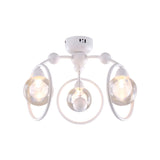 Simple Style Ring Semi Flush Mount Light Fixture Metal Ball Glass Shade 3 Lights White Ceiling Flush Mount for Dining Room Clearhalo 'Ceiling Lights' 'Close To Ceiling Lights' 'Close to ceiling' 'Semi-flushmount' Lighting' 598811