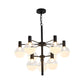 Black/Gold 2-Tier Global Chandelier Lighting Post-Modern 9/12 Lights Clear Glass Led Hanging Ceiling Lamp Clearhalo 'Ceiling Lights' 'Chandeliers' 'Glass shade' 'Glass' 'Modern Chandeliers' 'Modern' Lighting' 598846
