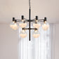 Black/Gold 2-Tier Global Chandelier Lighting Post-Modern 9/12 Lights Clear Glass Led Hanging Ceiling Lamp Clearhalo 'Ceiling Lights' 'Chandeliers' 'Glass shade' 'Glass' 'Modern Chandeliers' 'Modern' Lighting' 598853