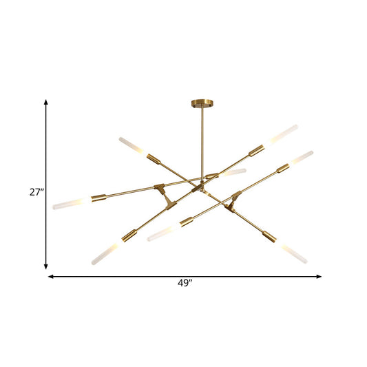 Linear Hanging Fixture Modern Metal 4/6/8 Lights Gold Ceiling Pendant Light with Opal Glass Shade