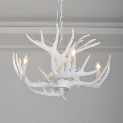 Resin Antler Hanging Chandelier Modern Style 4/6/9 Lights White Hanging Ceiling Light 4 White Clearhalo 'Ceiling Lights' 'Chandeliers' Lighting' options 598951_53540bc7-e5f7-437c-9dc8-4f865e8e9d54