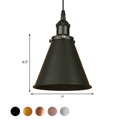 1 Light Cone-Shaped Hanging Light Industrial Style Black/Brass Iron Pendant Lamp for Dining Room Clearhalo 'Art Deco Pendants' 'Black' 'Cast Iron' 'Ceiling Lights' 'Ceramic' 'Crystal' 'Industrial Pendants' 'Industrial' 'Metal' 'Middle Century Pendants' 'Pendant Lights' 'Pendants' 'Rustic Pendants' 'Tiffany' Lighting' 599113