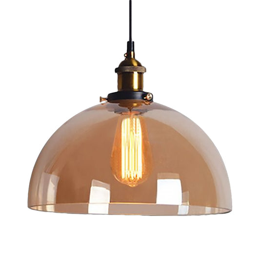 1 Light Dome Pendant Lighting Fixture Industrial Brass Clear/Amber Glass Hanging Ceiling Light Clearhalo 'Art Deco Pendants' 'Cast Iron' 'Ceiling Lights' 'Ceramic' 'Crystal' 'Industrial Pendants' 'Industrial' 'Metal' 'Middle Century Pendants' 'Pendant Lights' 'Pendants' 'Tiffany' Lighting' 599195