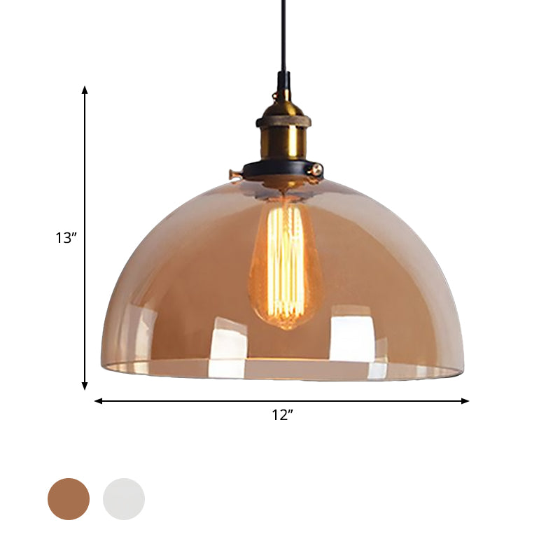 1 Light Dome Pendant Lighting Fixture Industrial Brass Clear/Amber Glass Hanging Ceiling Light Clearhalo 'Art Deco Pendants' 'Cast Iron' 'Ceiling Lights' 'Ceramic' 'Crystal' 'Industrial Pendants' 'Industrial' 'Metal' 'Middle Century Pendants' 'Pendant Lights' 'Pendants' 'Tiffany' Lighting' 599196