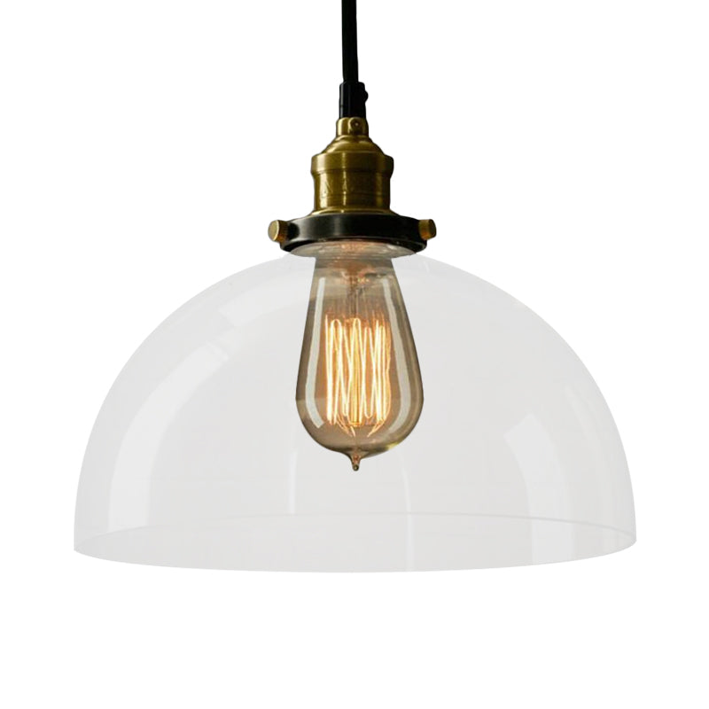 1 Light Dome Pendant Lighting Fixture Industrial Brass Clear/Amber Glass Hanging Ceiling Light Clearhalo 'Art Deco Pendants' 'Cast Iron' 'Ceiling Lights' 'Ceramic' 'Crystal' 'Industrial Pendants' 'Industrial' 'Metal' 'Middle Century Pendants' 'Pendant Lights' 'Pendants' 'Tiffany' Lighting' 599200