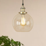 Brass/Copper/Rust 1 Light Hanging Ceiling Light Vintage Clear Glass Globe Pendant Lighting for Dining Room Clearhalo 'Ceiling Lights' 'Glass shade' 'Glass' 'Industrial Pendants' 'Industrial' 'Middle Century Pendants' 'Pendant Lights' 'Pendants' 'Tiffany' Lighting' 599297