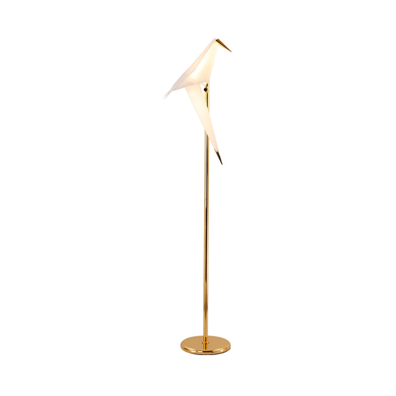 Plastic Folded Floor Lamp with Bird Shape Contemporary Style LED Gold Finish Floor Standing Lamp in Warm/White Light Clearhalo 'Floor Lamps' 'Lamps' Lighting' 599318