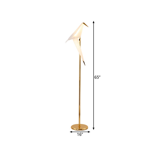 Plastic Folded Floor Lamp with Bird Shape Contemporary Style LED Gold Finish Floor Standing Lamp in Warm/White Light Clearhalo 'Floor Lamps' 'Lamps' Lighting' 599319