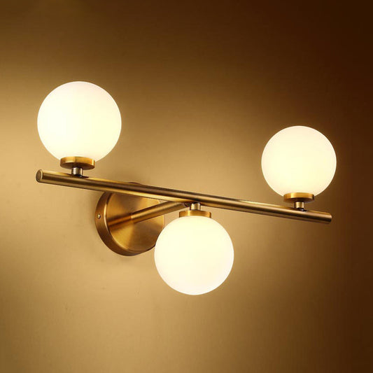 Gold Round Wall Sconce Modernist 3 Lights White Glass Led Flush Mount Wall Sconce with Linear Design Clearhalo 'Cast Iron' 'Glass' 'Industrial' 'Modern wall lights' 'Modern' 'Tiffany' 'Traditional wall lights' 'Wall Lamps & Sconces' 'Wall Lights' Lighting' 599362