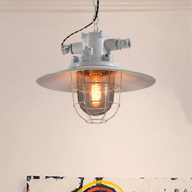 Single Light Hanging Ceiling Light with Cone Shade Clear Glass Industrial Dining Room Pendant Lighting in White/Red/Rust Clearhalo 'Ceiling Lights' 'Glass shade' 'Glass' 'Industrial Pendants' 'Industrial' 'Middle Century Pendants' 'Pendant Lights' 'Pendants' 'Tiffany' Lighting' 599639