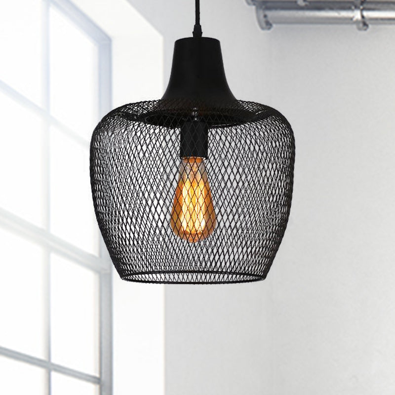 Bowl Mesh Metal Hanging Light Industrial Single Light Dining Room Pendant Lamp in Black Clearhalo 'Art Deco Pendants' 'Black' 'Cast Iron' 'Ceiling Lights' 'Ceramic' 'Crystal' 'Industrial Pendants' 'Industrial' 'Metal' 'Middle Century Pendants' 'Pendant Lights' 'Pendants' 'Rustic Pendants' 'Tiffany' Lighting' 600004
